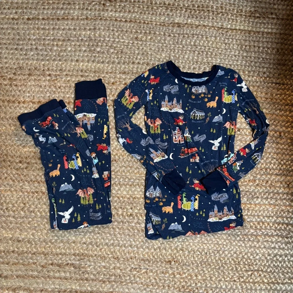 Little Sleepies Navy Pajama Set with Whimsical Print - Picture 1 of 5